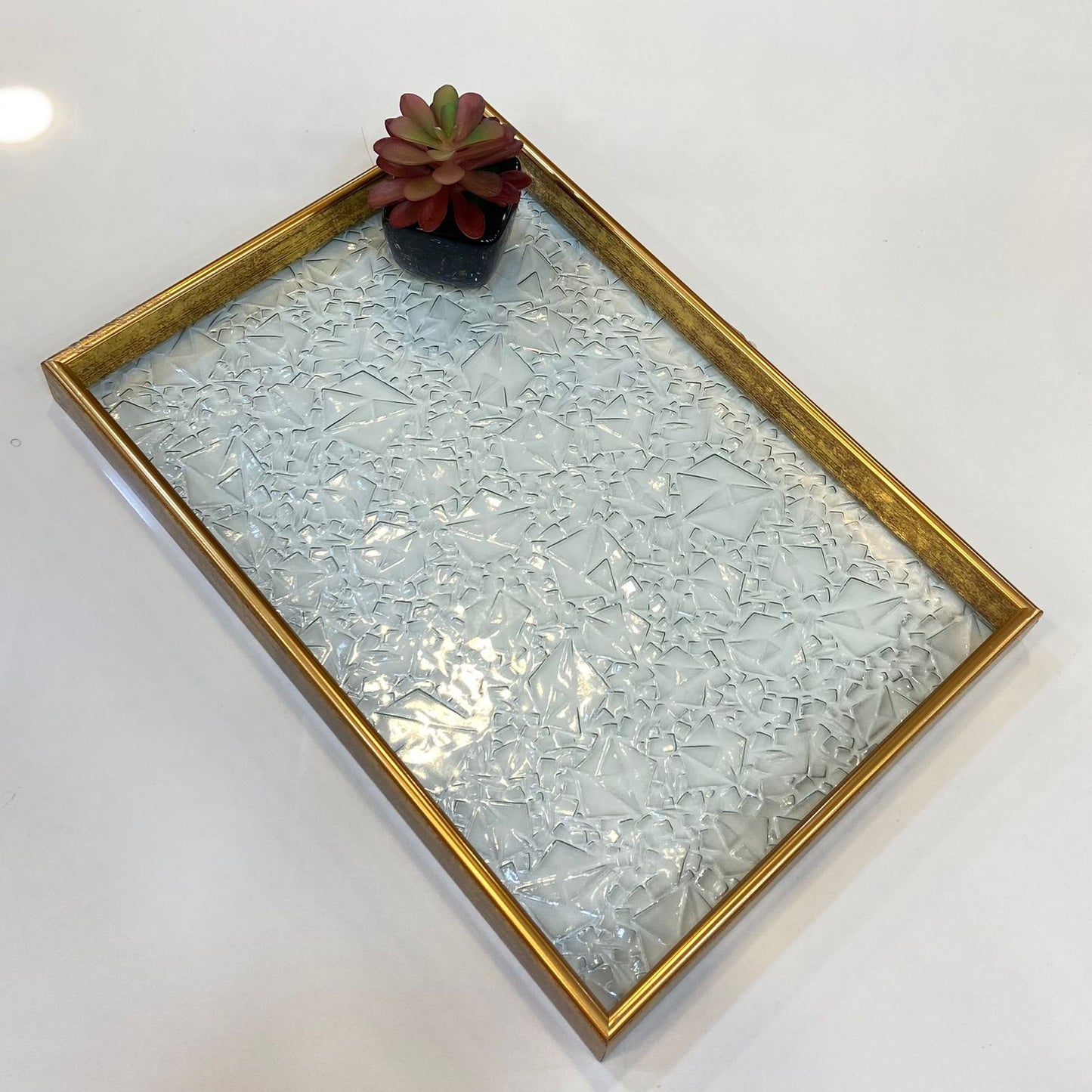 Versatile Golden Border Glass Tray-D1