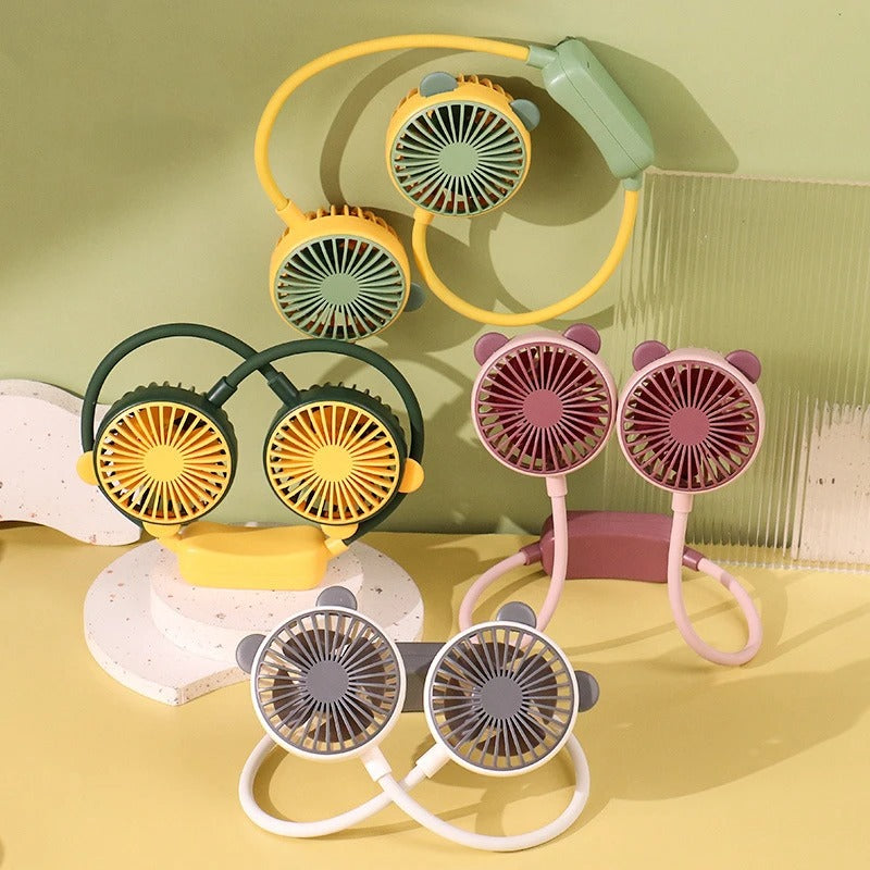 Portable Rechargeable Neck Fan – 360° Hands-Free USB Cooling Fan