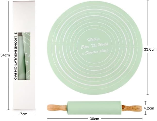 Set of Silicone Rolling Pin with Baking Sheet -Orange