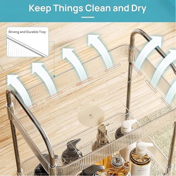 3 Tier Transparent Acrylic Rolling Trolley