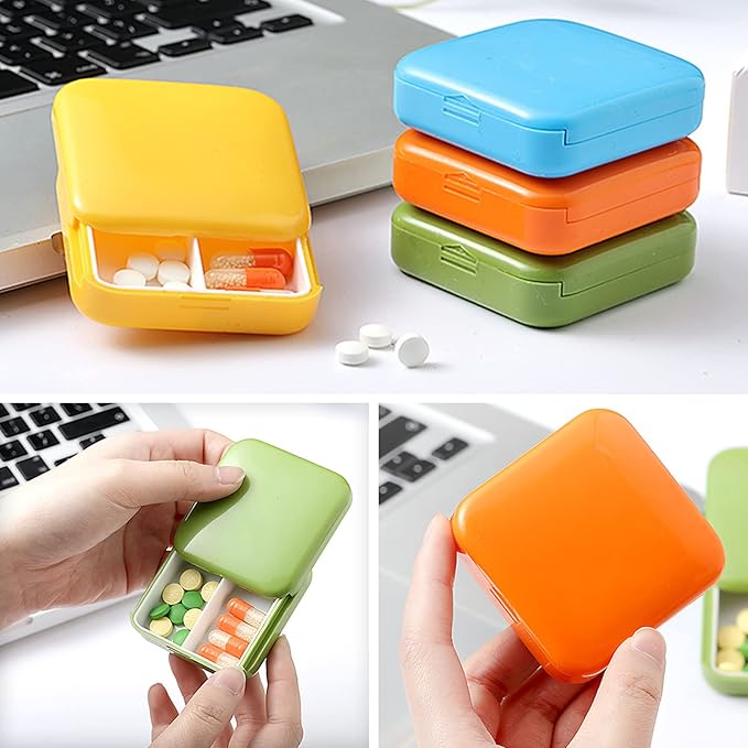Portable Push-Pull Pill Box Two Compartments