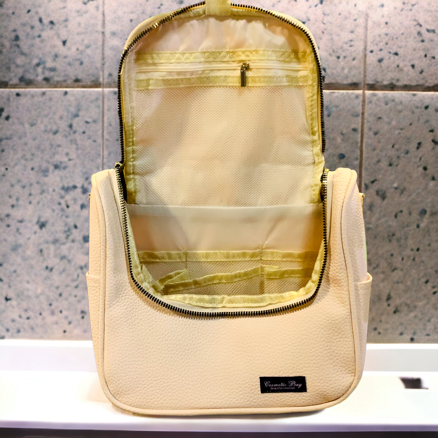 Large capacity leather Cosmetic Bag