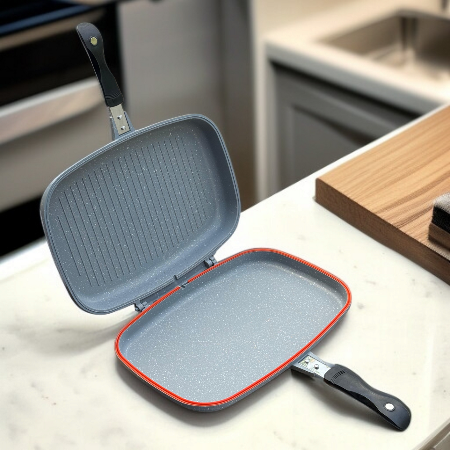 Double Sided Grill Pan Grey-40cm