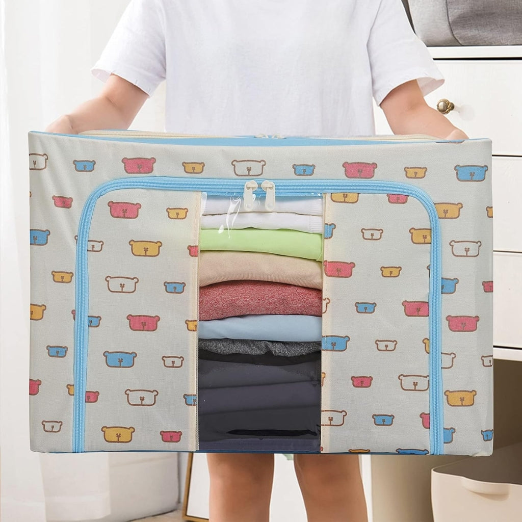 Foldable Clothes Storage Box (66L)-Offwhite
