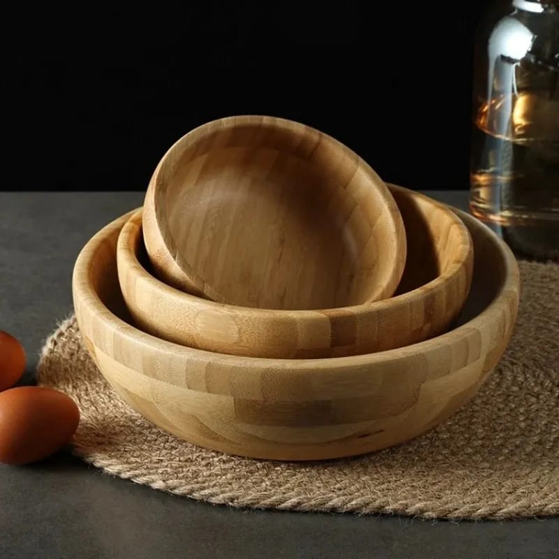 Bamboo Wooden Serving Bowl(Round)