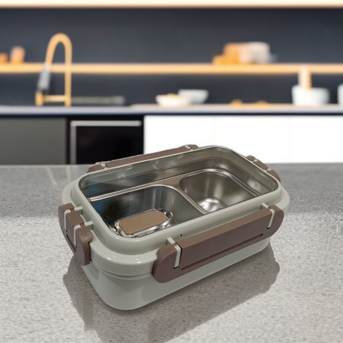 Stainless Steel Lunch Box-Brown