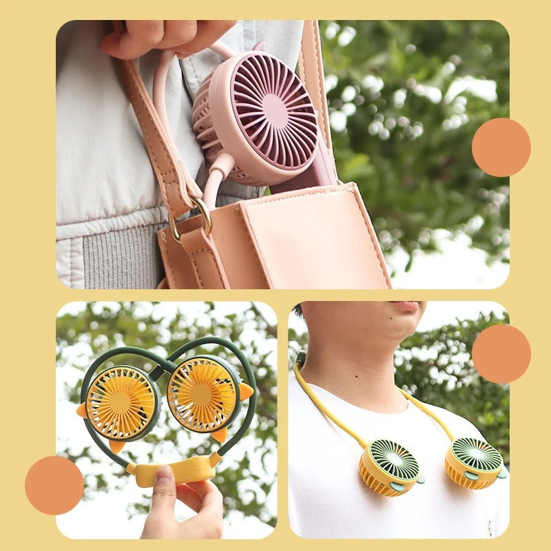 Portable Rechargeable Neck Fan – 360° Hands-Free USB Cooling Fan